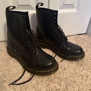 Dr. Martens Black Boots with Yellow Stitching